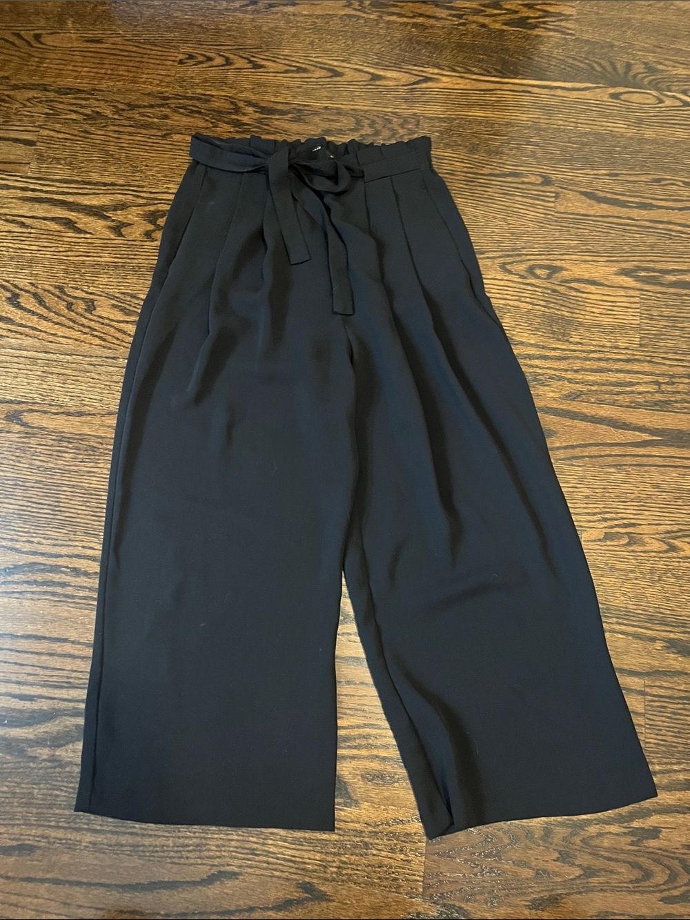 Zara Black Cropped Wide-Leg High-Waist Pants